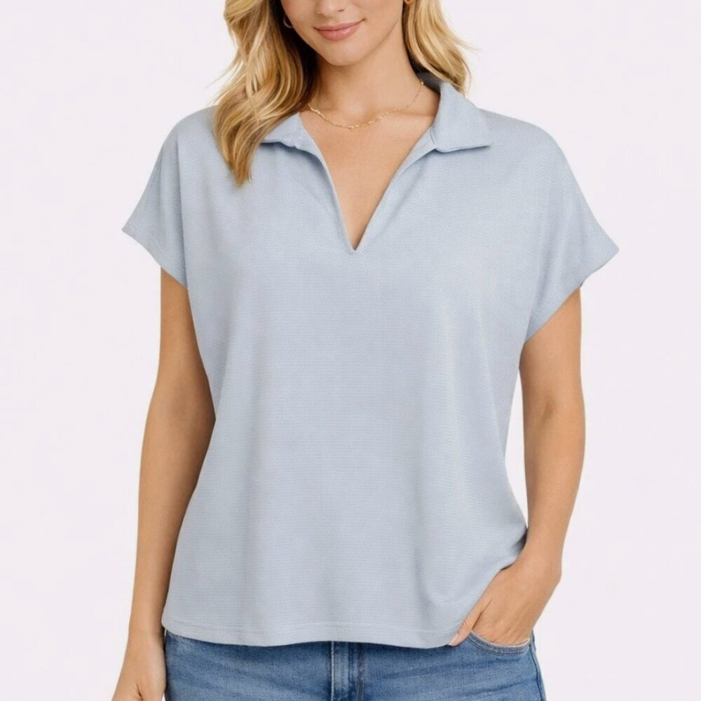 Martha Stewart Collection Womens Size Small Collared Knit Top Blue White Stripe Martha Stewart Collection Womens Size Small Collared Knit Top Blue White Stripe